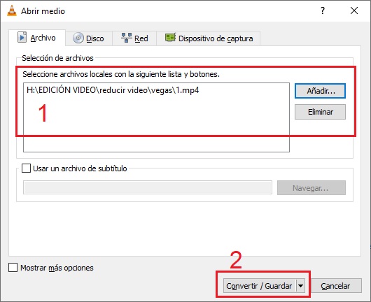 añadir y convertir vlc