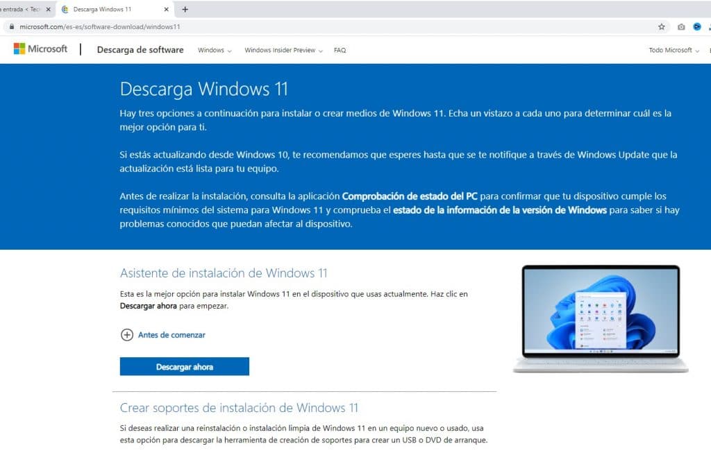 pagina oficial Windows 11