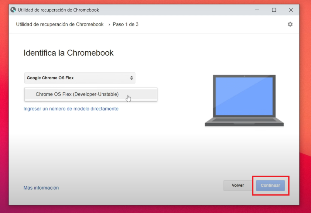 Seleccionamos el producto de Chrome OS Flex 
