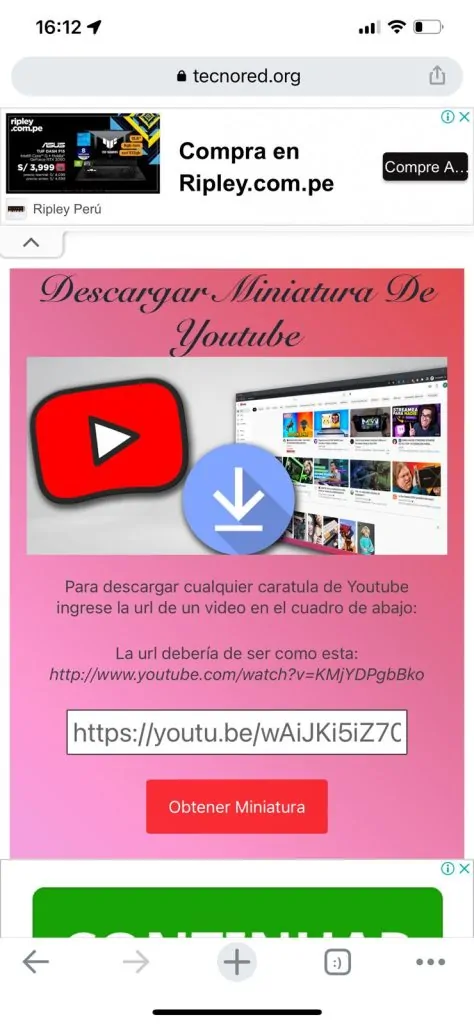 Descargar miniatura de youtube desde movil