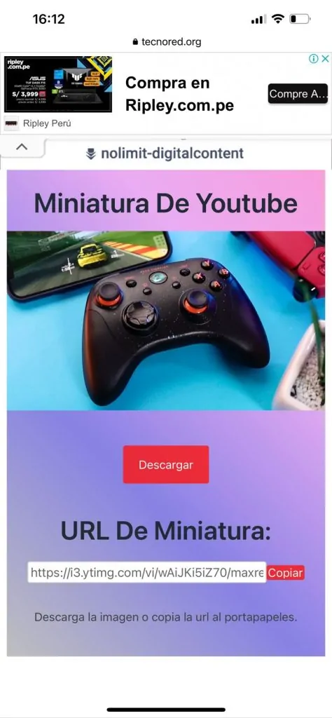 guardar miniatura youtube en movil