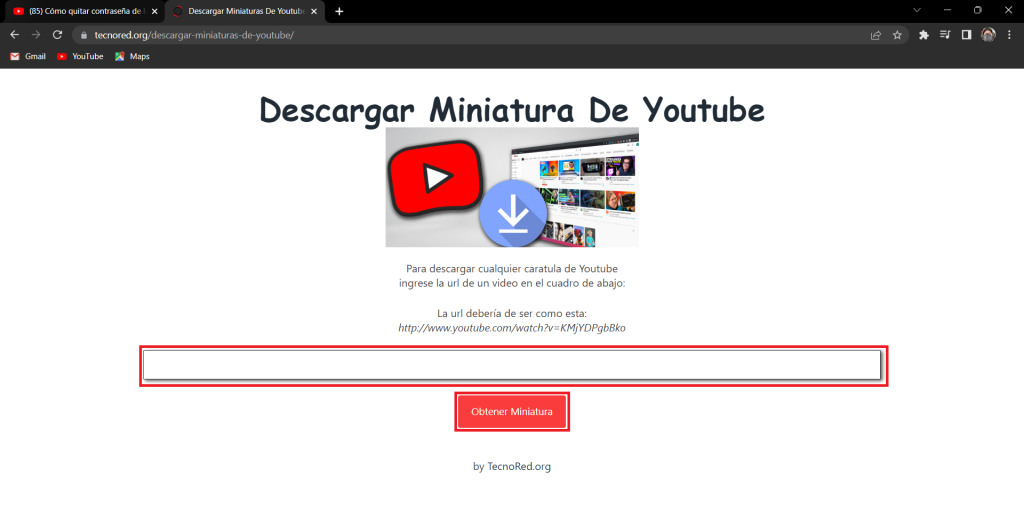 pegar enlace para descargar miniatura