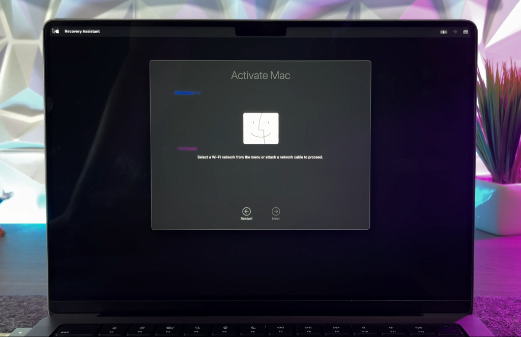 pantalla de activar mac