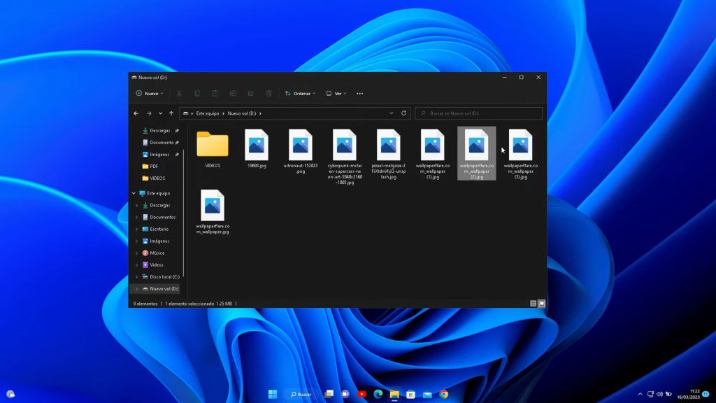 Windows opta por no mostrar las miniaturas de las imágenes o videos debido a configuraciones específicas