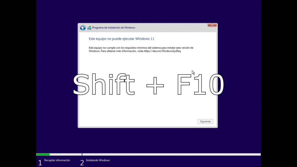 presionando "Shift + F10"