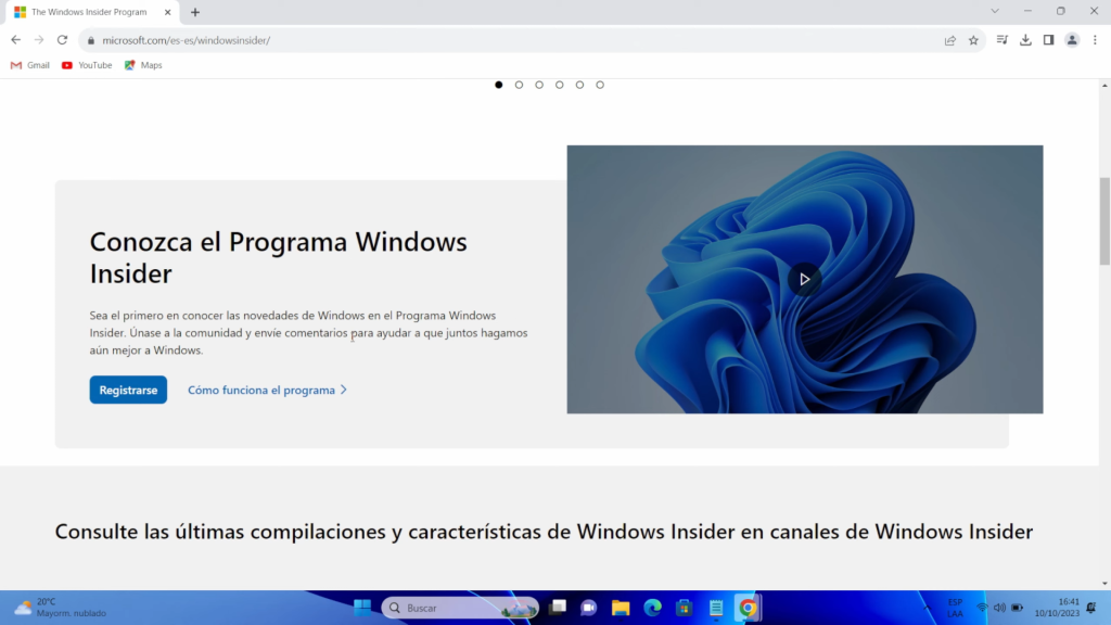  página oficial de Windows Insider