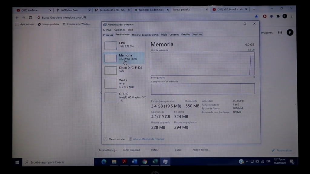 Análisis de Uso de Memoria RAM en Nuestra Vieja Laptop