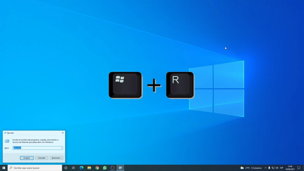 Presiona la combinación de teclas Windows + R