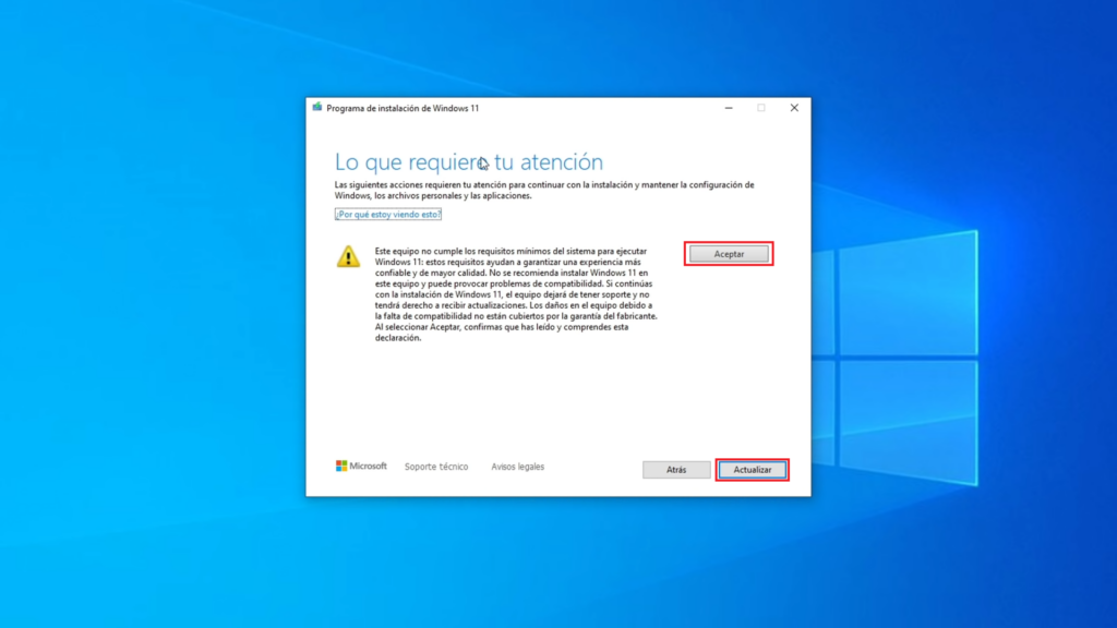  tu equipo no cumple con los requisitos mínimos para Windows 11