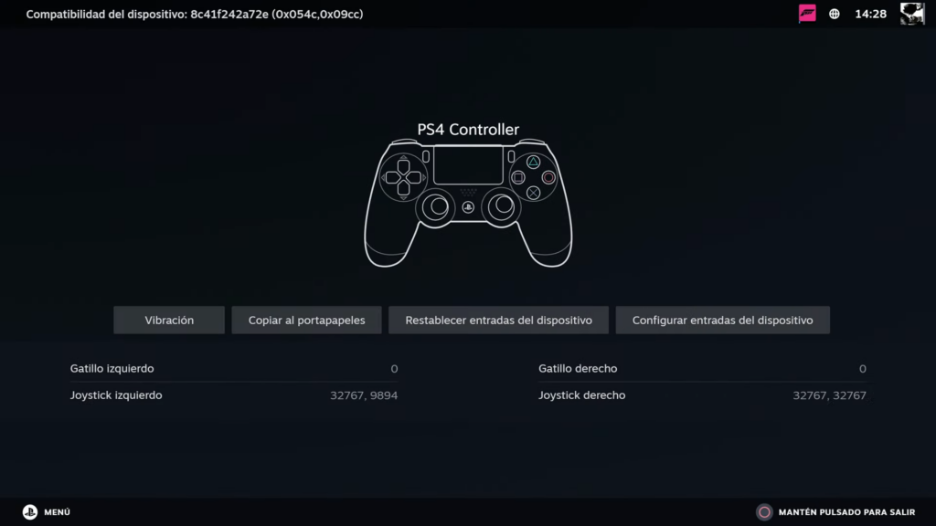 Steam reconoce el mando como un control de PS4