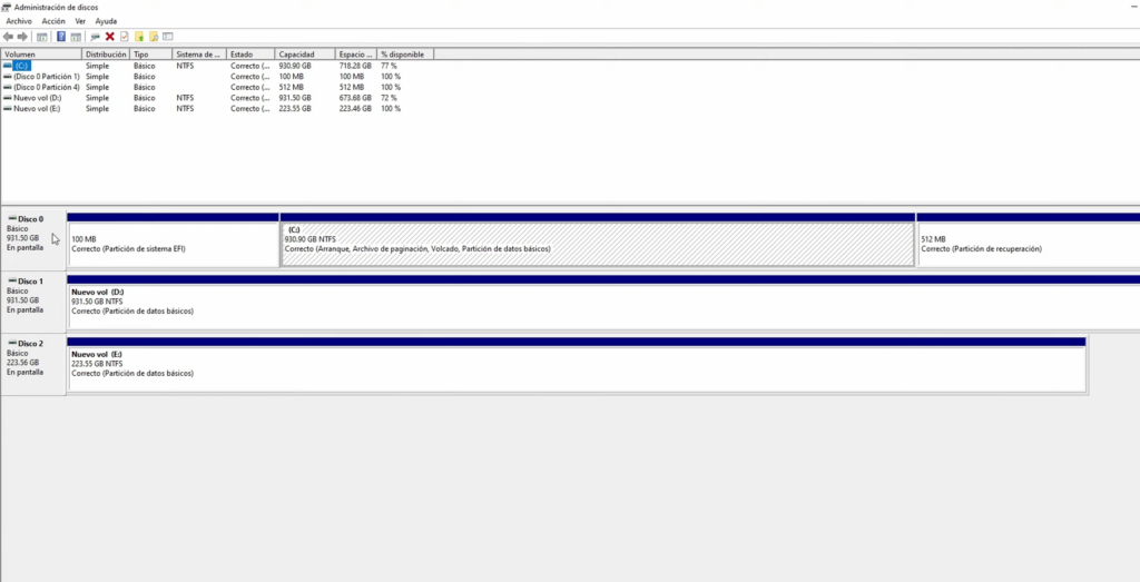 Administrador de Discos en Windows