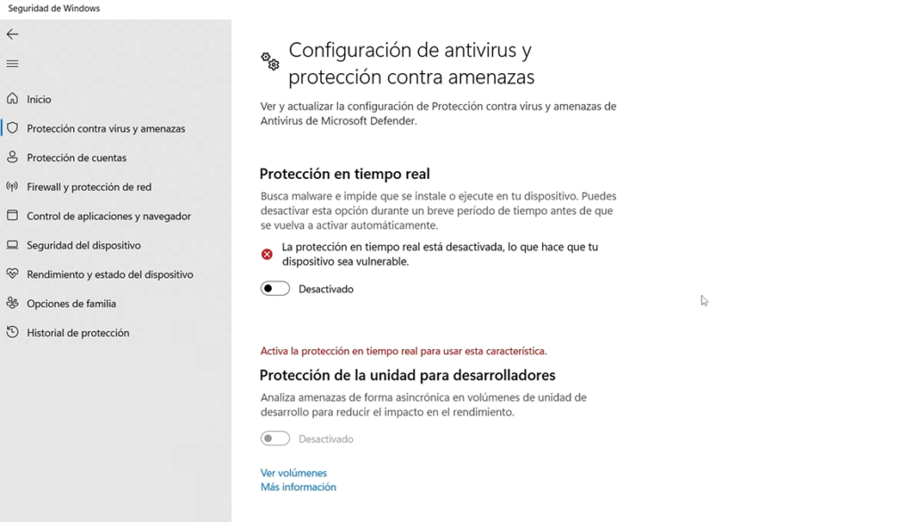 Realizar las Acciones Necesarias después de desactivar Windows de Defender