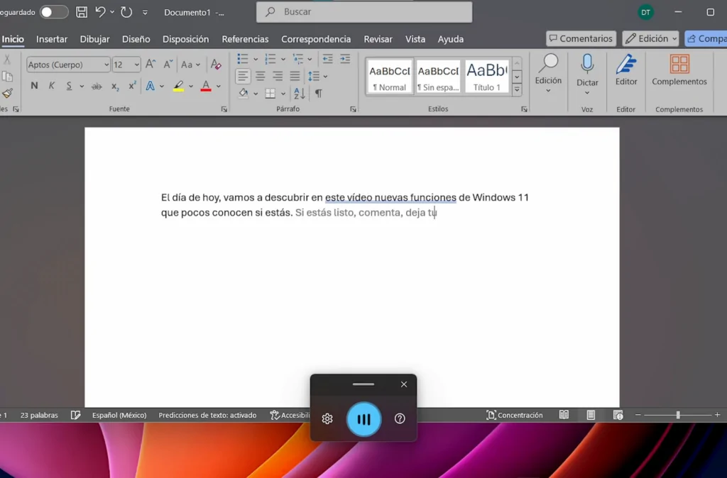 Windows 11 Dictado por Voz