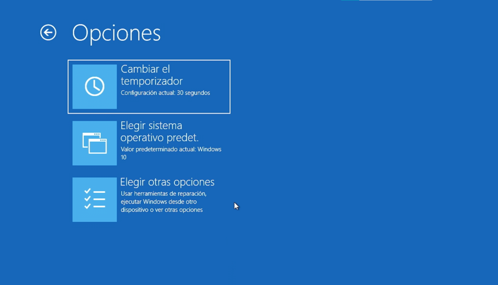 aparecerá un menú para elegir entre Windows 10 y Windows 11