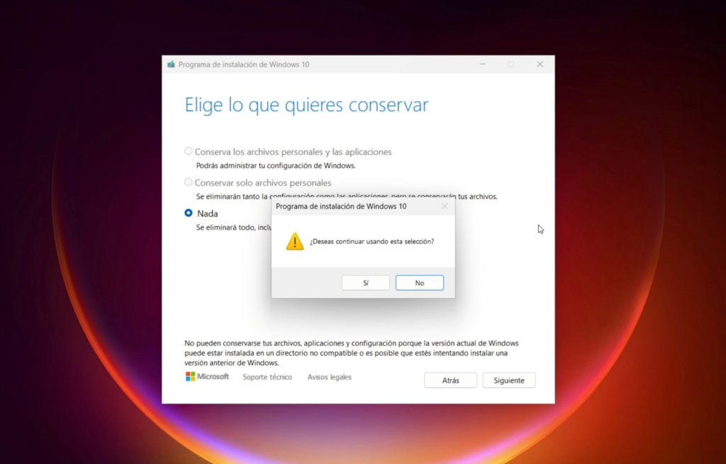 Inicia la Instalación de Windows 10