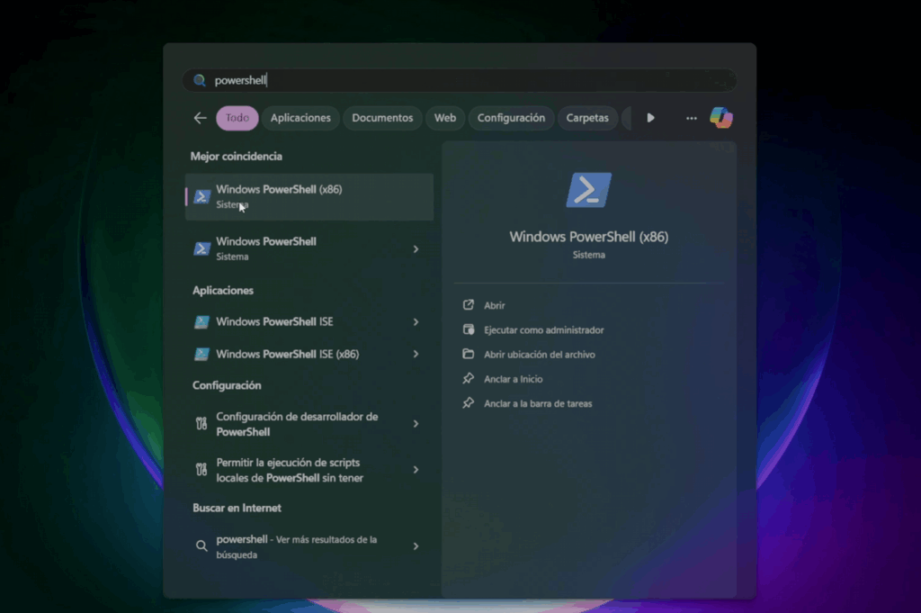 Abre PowerShell como administrador