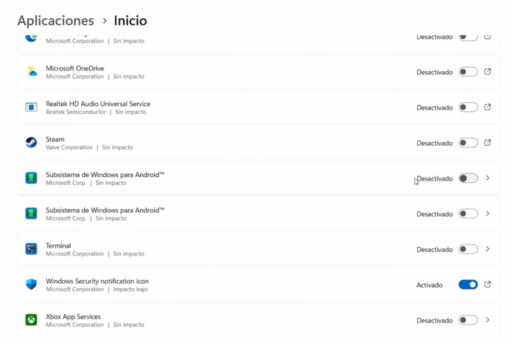 Desactiva las aplicaciones de inicio