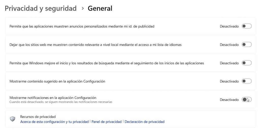 Mejora la privacidad y reduce procesos en segundo plano