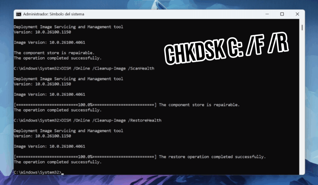 Revisar errores del disco con CHKDSK