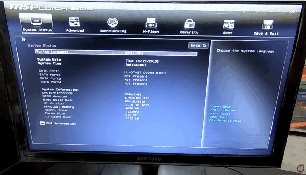 Reinicia la PC y entra a la BIOS