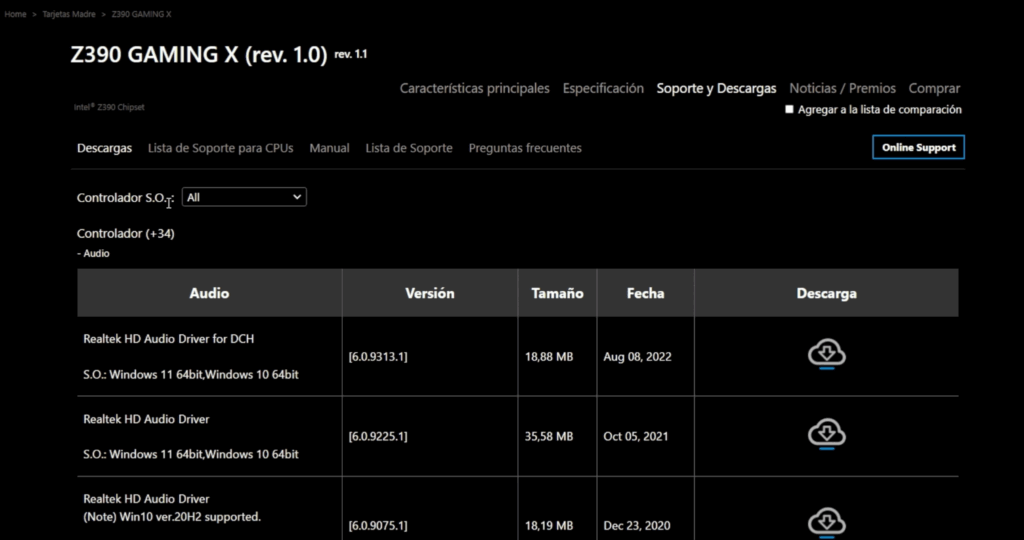 Paso 4: Descargar drivers desde la página oficial del fabricante