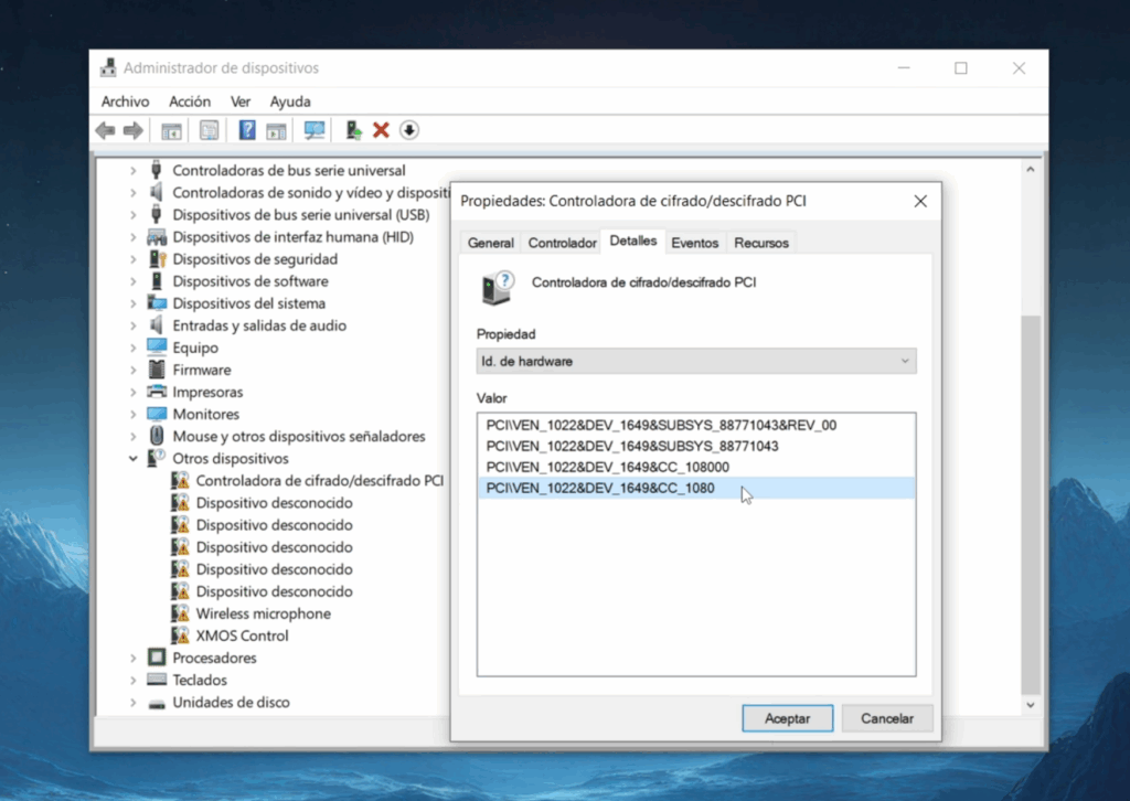 Método avanzado – Instalar drivers por ID de hardware