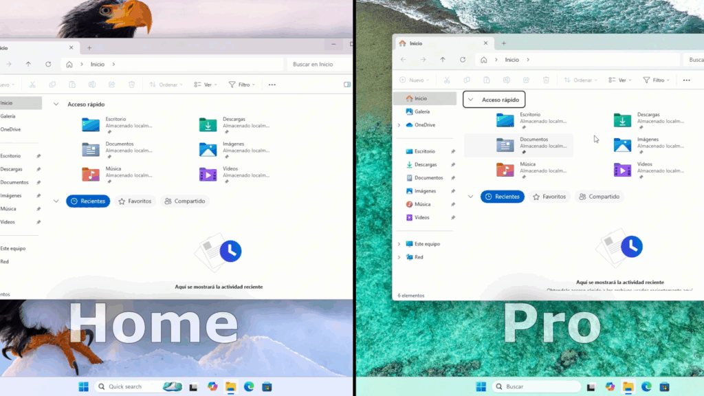 Qué tienen en común Windows 11 Home y Windows 11 Pro