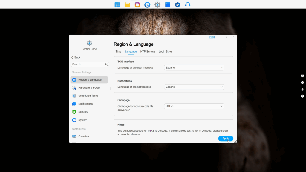 Panel de control y aplicaciones