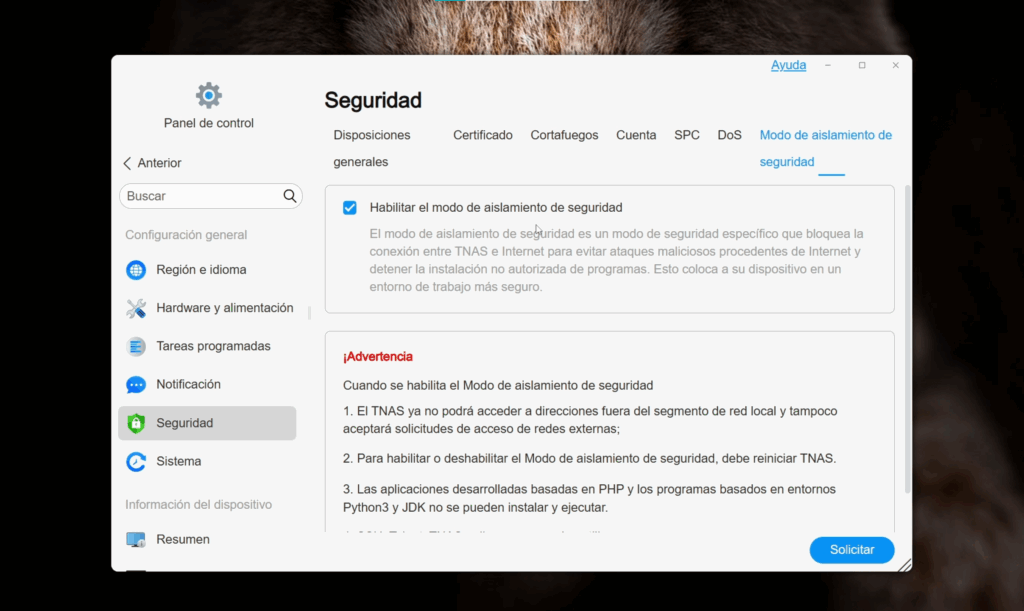 Terramaster F4-425 Plus Seguridad y acceso remoto