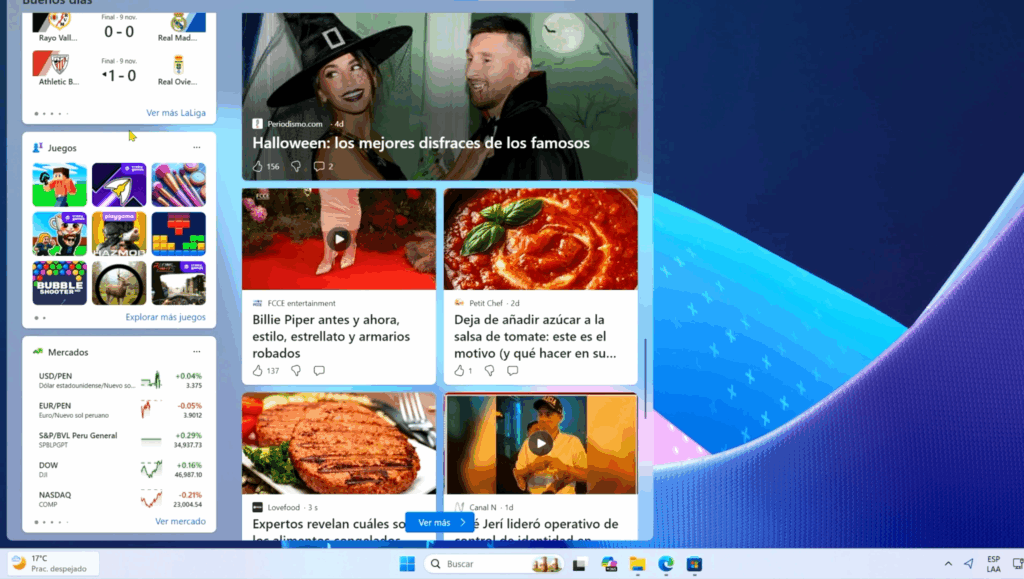 Desactiva los Widgets de Noticias y Clima