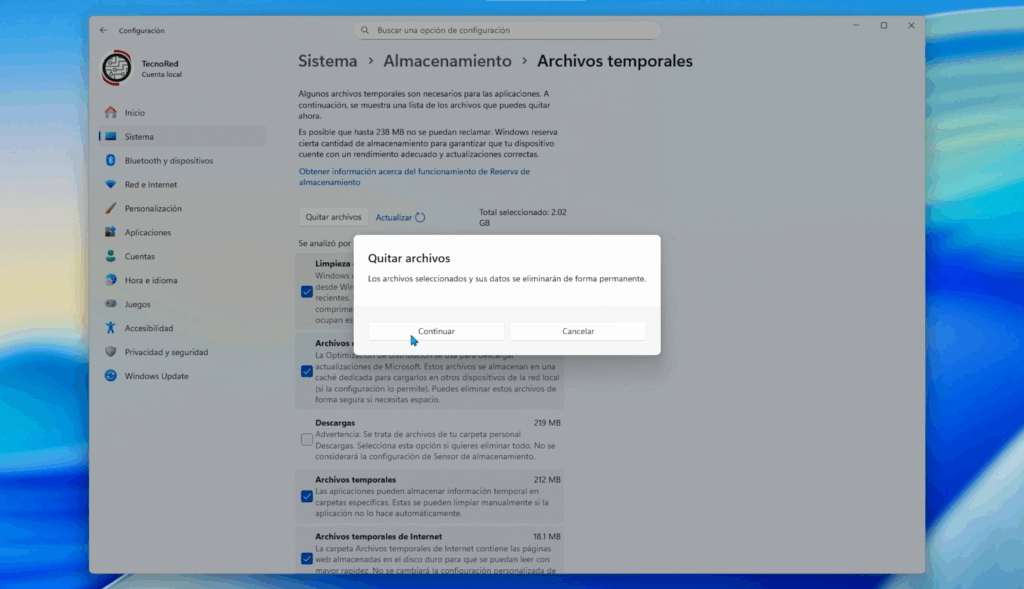 Limpia los archivos temporales de Windows 11