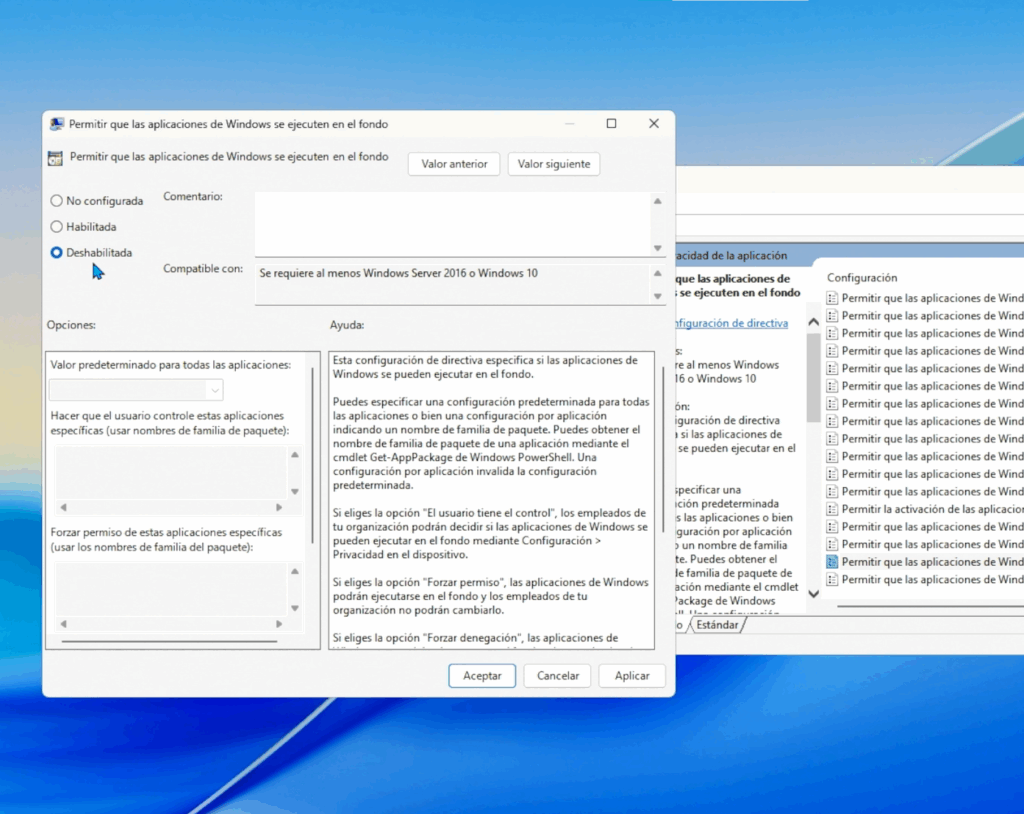 Bloquea que apps de Windows se ejecuten en segundo plano (desde GPEDIT)