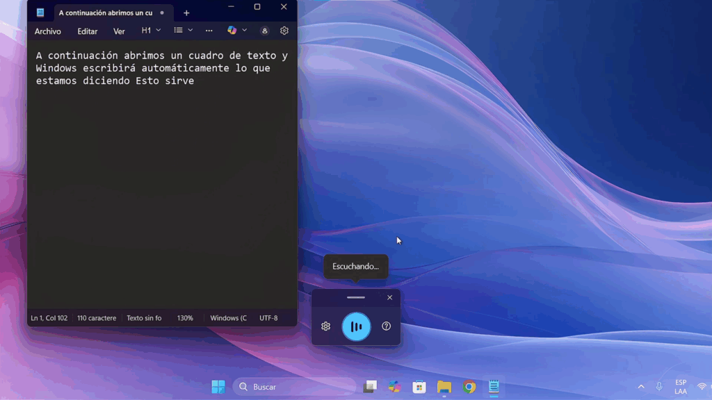Escritura por voz (dictado avanzado)