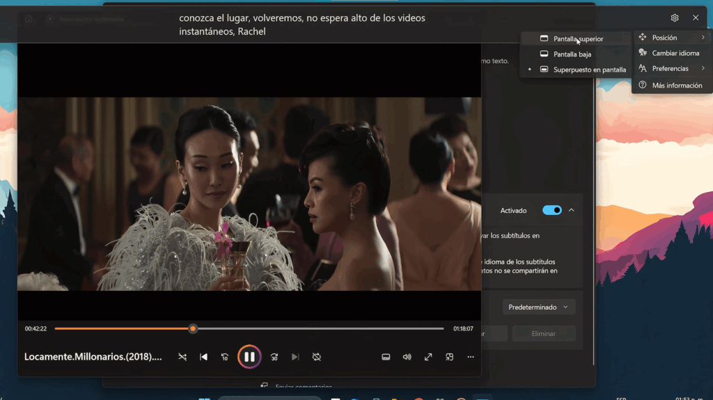 Subtítulos en vivo (para cualquier audio)