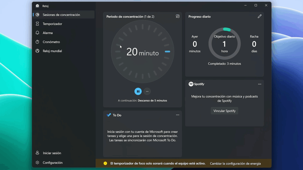 Sesiones de enfoque (productividad sin distracciones)