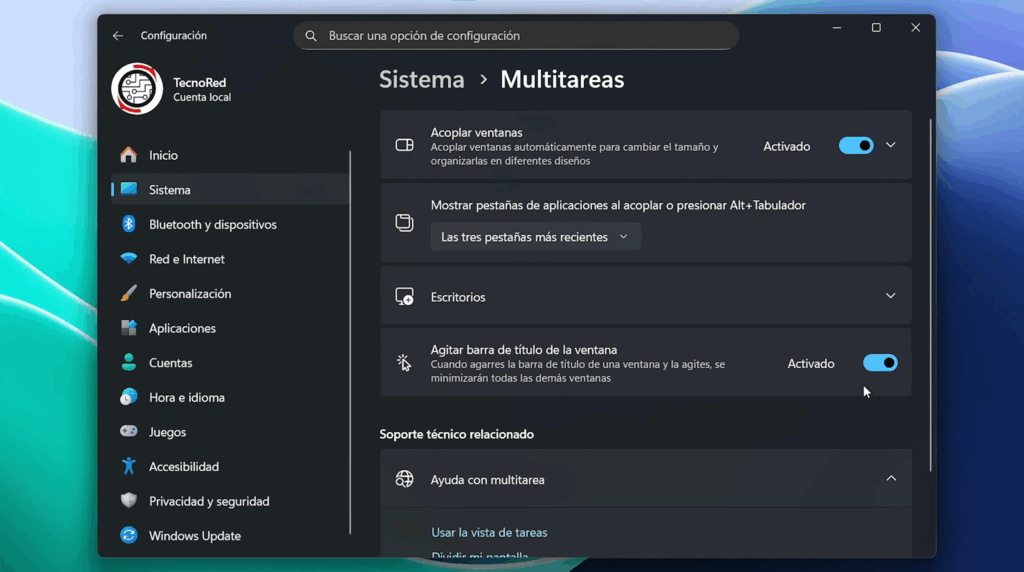 Aero Shake (agitar la ventana)
