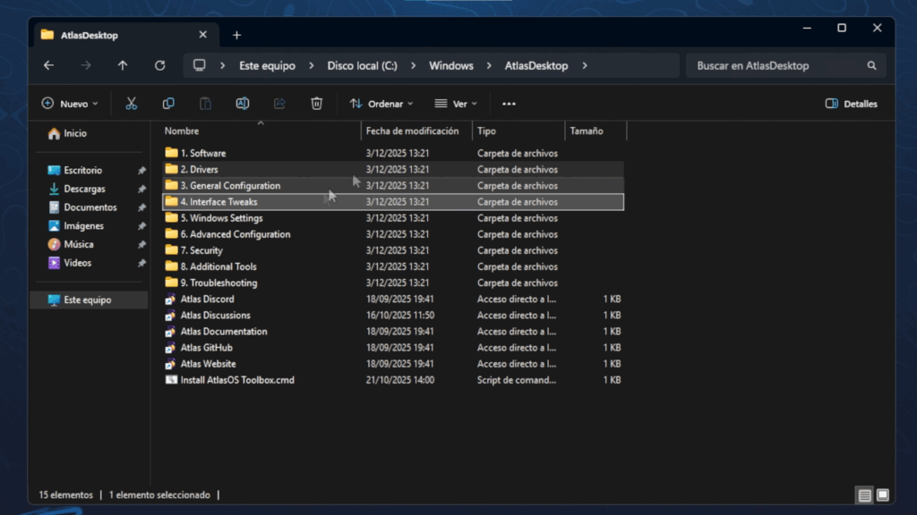 La carpeta Atlas: herramientas útiles post-instalación