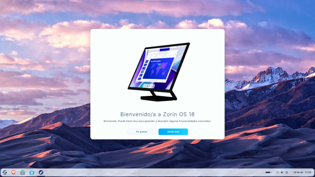 Primer inicio de Zorin OS