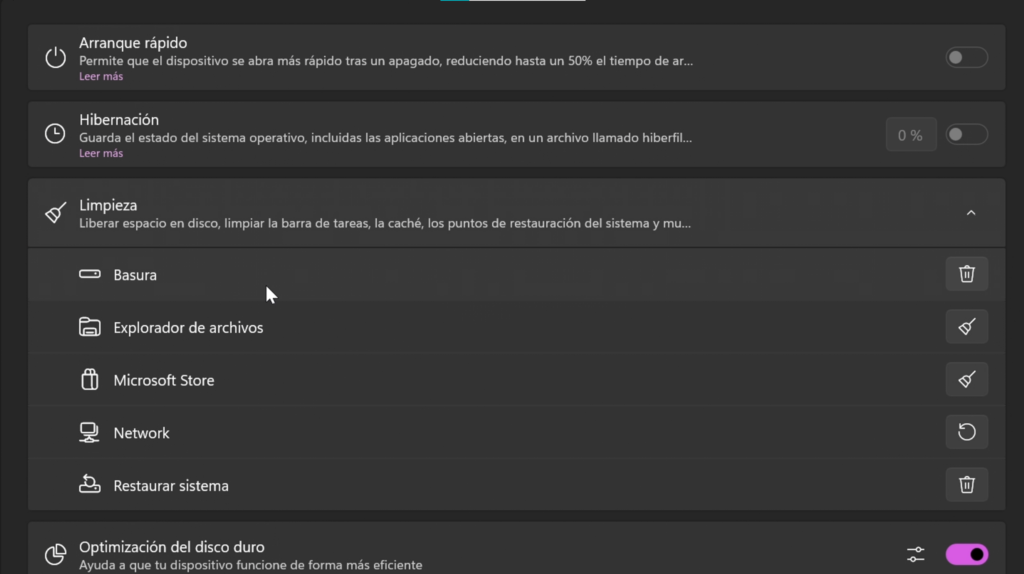 Sección Salud: reparar Windows con un clic