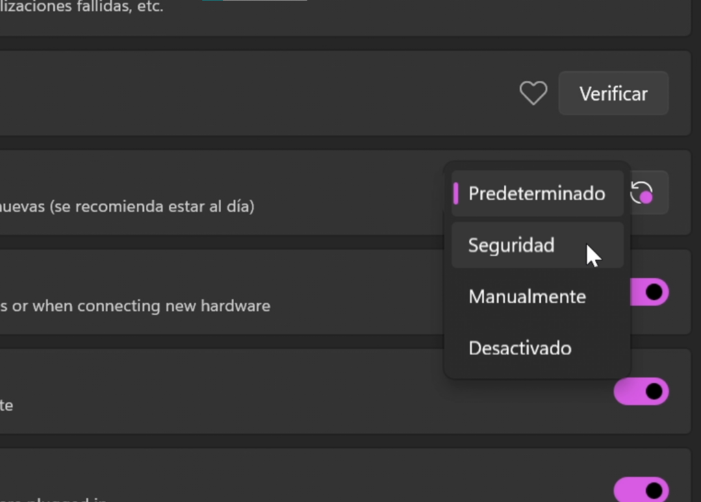 Control de actualizaciones de Windows