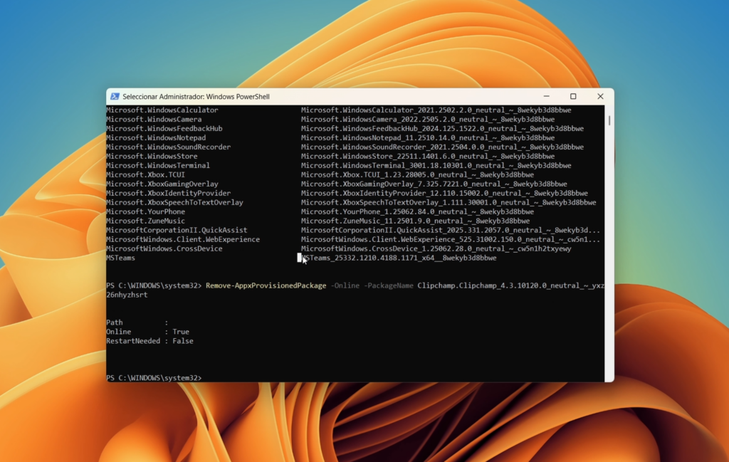 Paso 3: Desprovisionar las apps (eliminarlas del sistema base)
