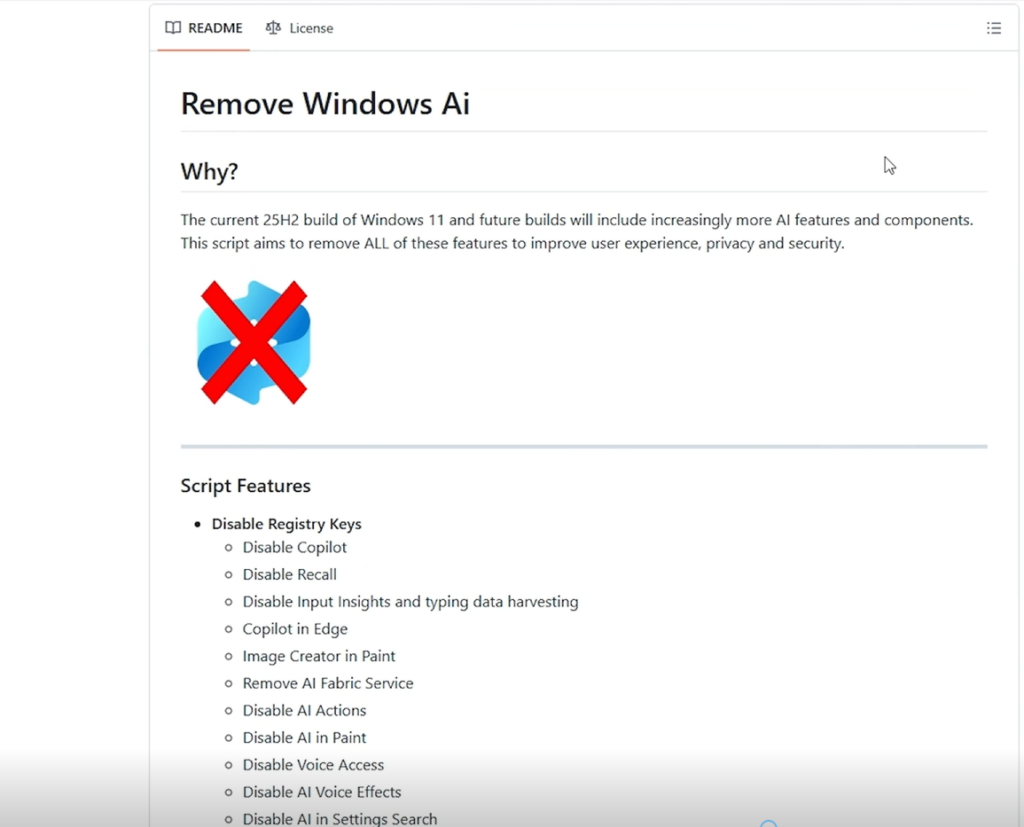 Paso 2: Descargar y ejecutar RemoveWindowsAI