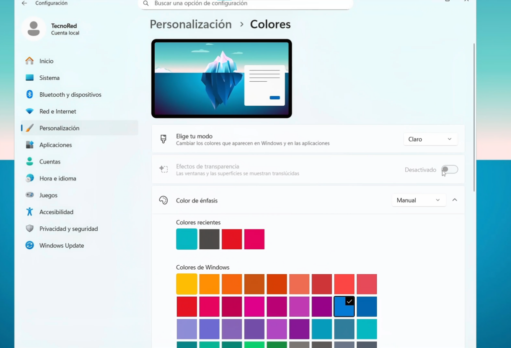 Desactiva transparencias