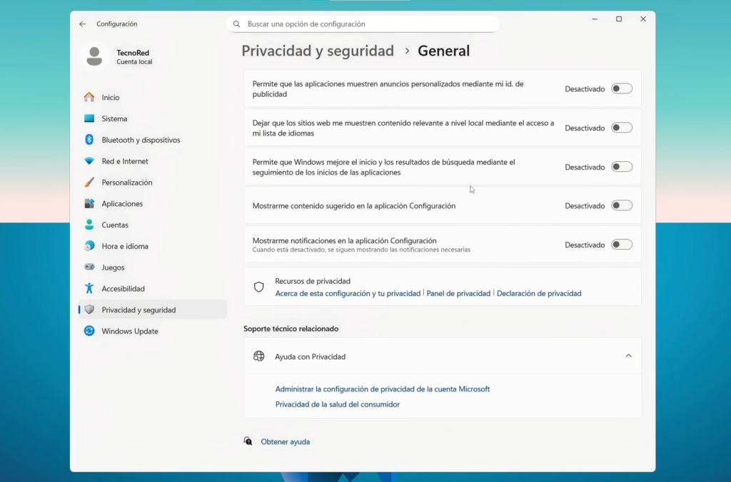 Reduce la telemetría y el rastreo del sistema