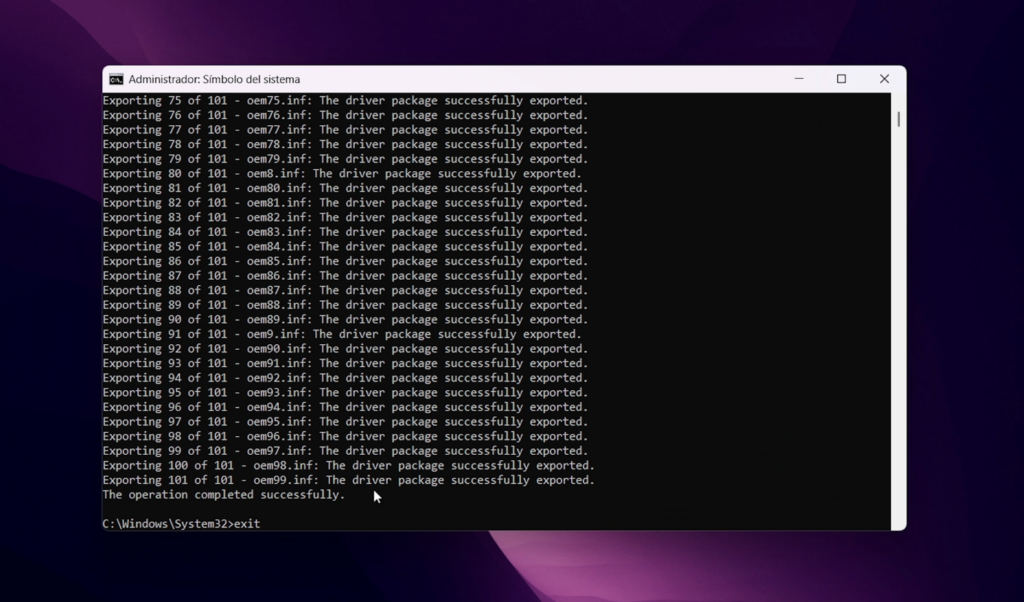 Qué hacer después de exportar los drivers