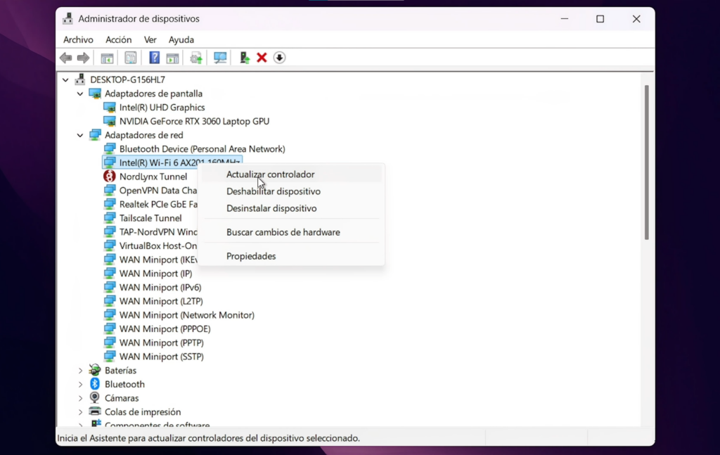 Restaurar un controlador específico (por ejemplo, Wi-Fi)