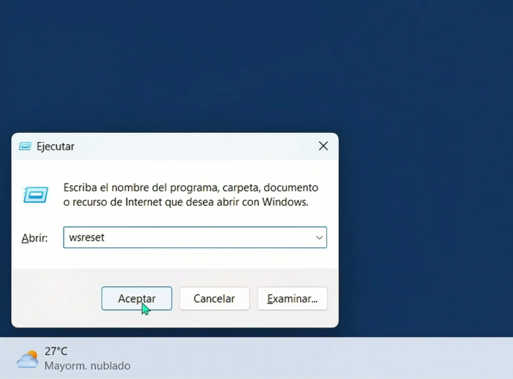 Resetear la caché de Microsoft Store (WSRESET)