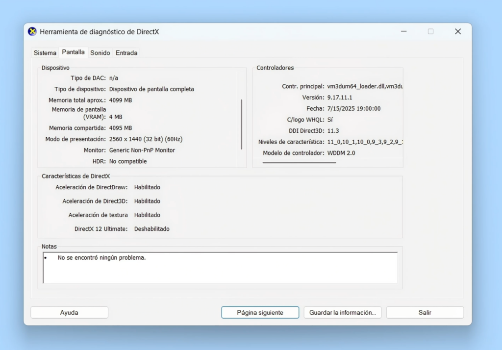 Diagnóstico de DirectX: ideal para gamers y errores de video