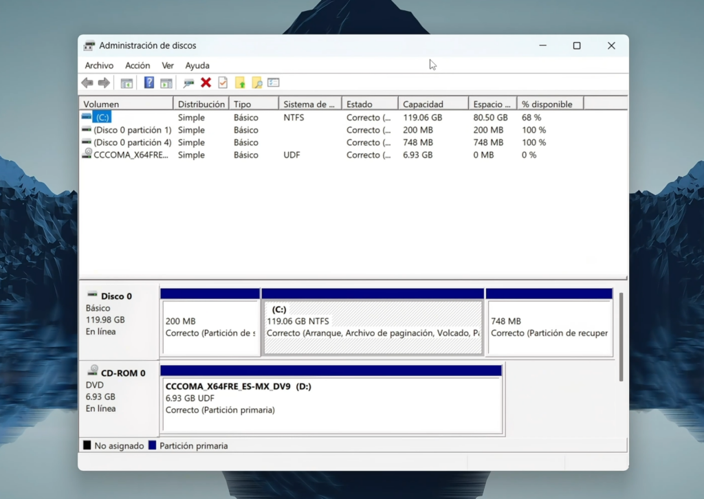 Administrador de discos: particiones, letras, formatos y USBs
