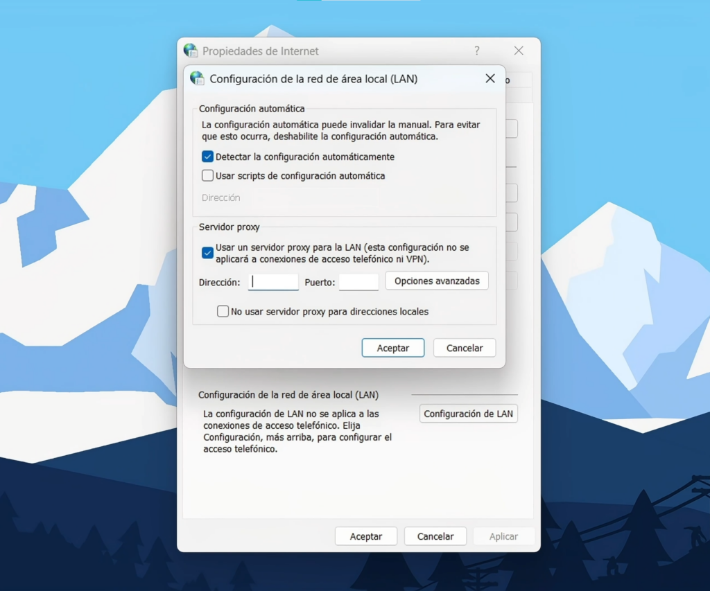 Opciones de Internet: sigue siendo útil (proxy, seguridad, conexiones)